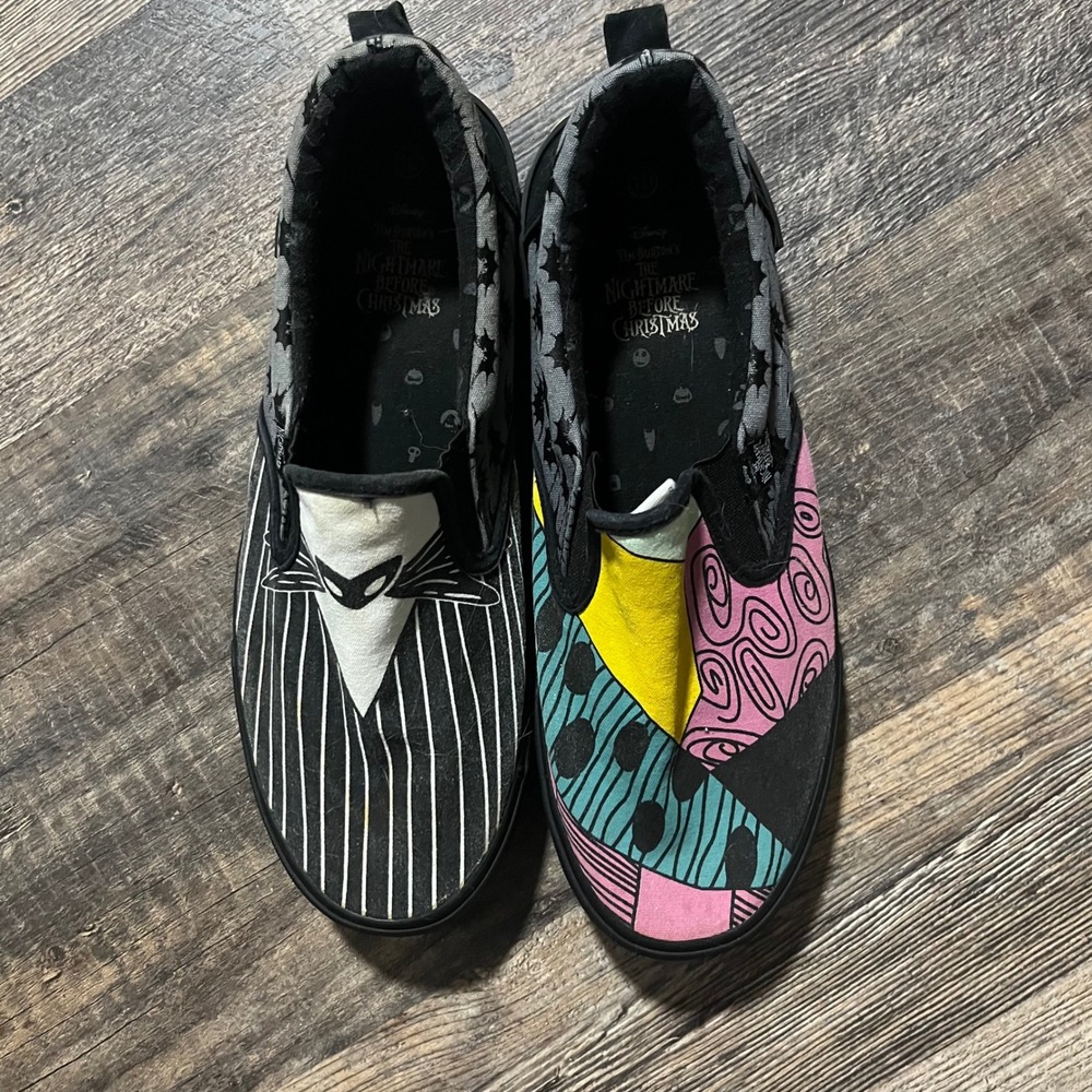 Ground Up Nightmare Before Christmas‎ Jack Sally Slip On Sneakers Mens 10 Black